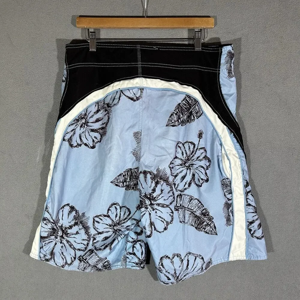Vintage Subculture Hawaiian Floral Board Shorts Men's Size 34x11 Surf Y2K